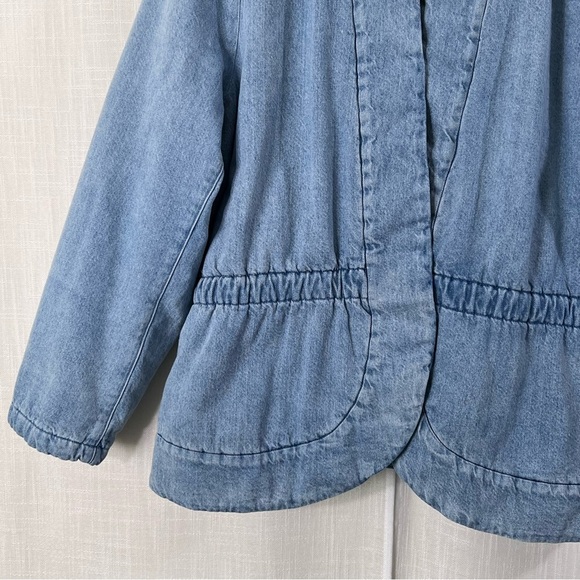 J.Jill Pure Jill Indigo Curved Hem Cotton Denim Jacket Coat Size LP - Picture 6 of 16